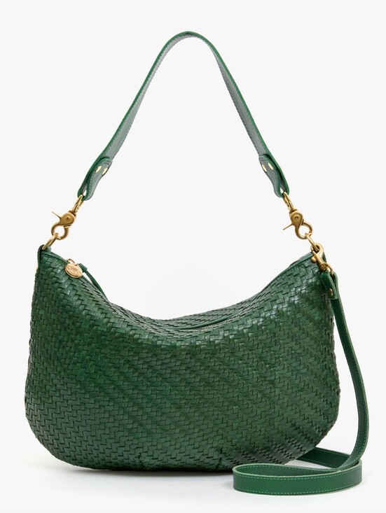 Clare V Handbags - EXCELLENT CLARE V MOYEN MESSENGER BAG - EVERGREEN WOVEN ZIG-ZAG LEATHER